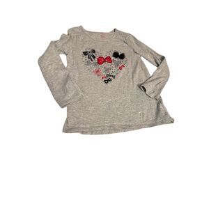 Children’s Place girls tee-heart bows- sz 7/8 long sleeve-valentine’s-red grey b